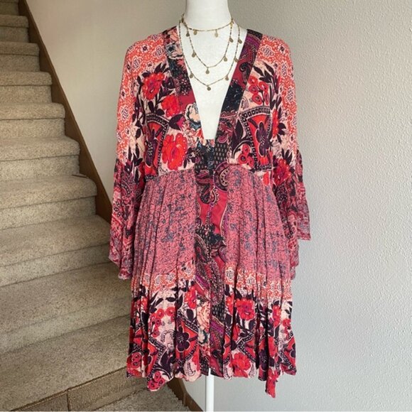 Free People Gypset Kimono Metallic Tunic Dress in XS - Picture 3 of 8